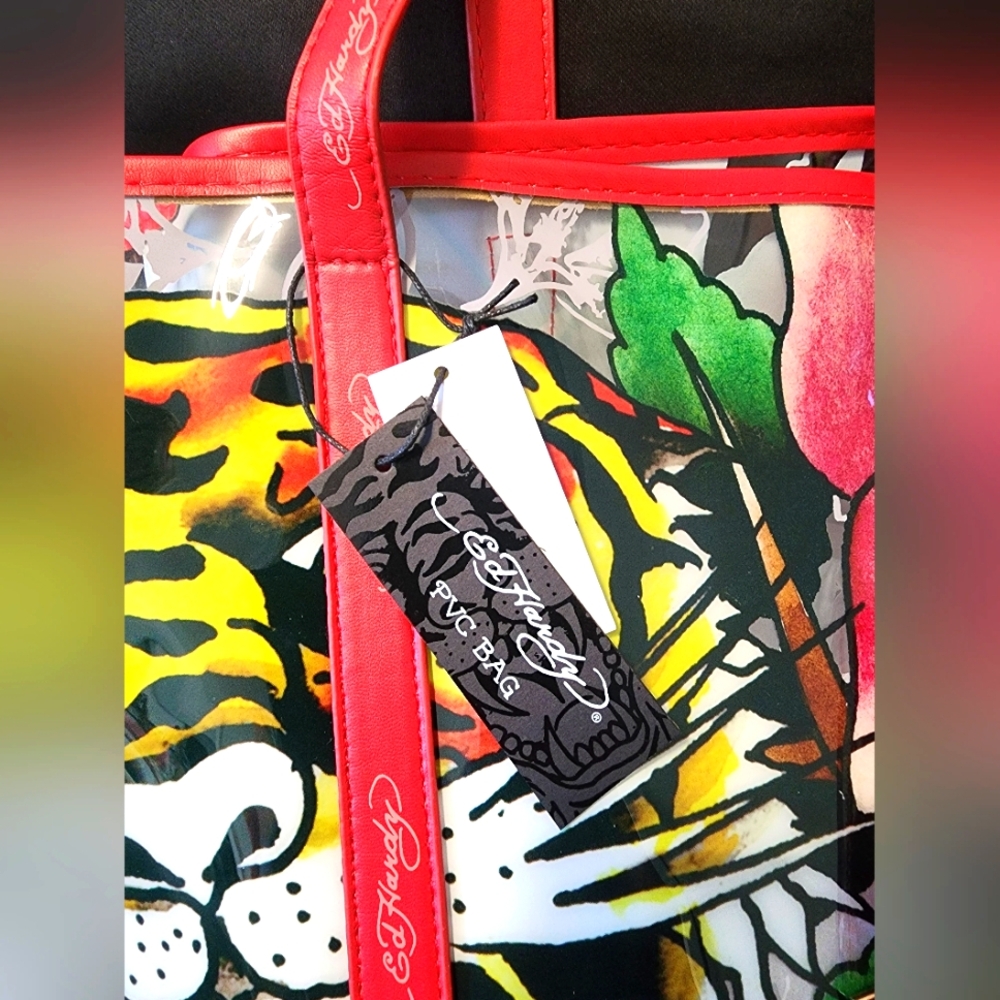 Ed Hardy Rose Tiger Tote with Coin Purse - Picture 3 of 6